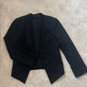 Black Open-Front Cropped Blazer